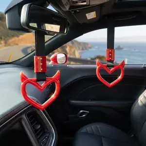 2pc Double Heart Car Keychain – Trendy Red Devil Style