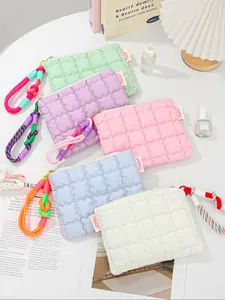 Cute Quilted Makeup Bag Set, Portable Travel Cosmetic Storage Bag, Multifunctional Makeup Organizer Pouch for Women & Girls, Zipper Makeup Bag