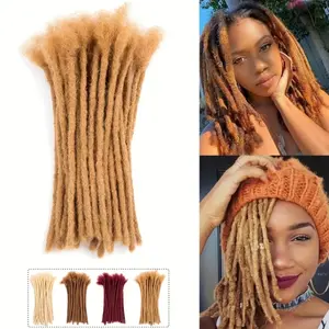 Human Hair Dreadlock Extensions 0.6cm Small Permanent Locs for Men & Women | Real Human Hair, Dyable Bleachable Restylable | 6-18 Inches Soft Natural Long Lasting Locs with Crochet Hook & Random Accessories