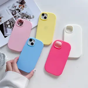 Liquid Silicone Oval Soap Shockproof Phone Case For iPhone 15 14 13 12 11 Pro Max  Matte Soft Bumper Cover