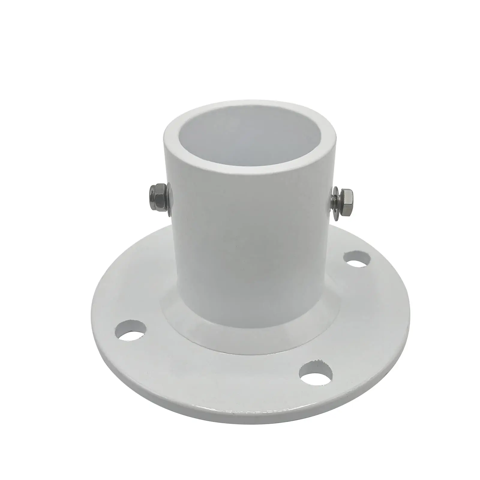 Poolzilla Deck Anchor Flange, High Grade Cast Aluminum in Matte White, Diameter: 1 7/8"