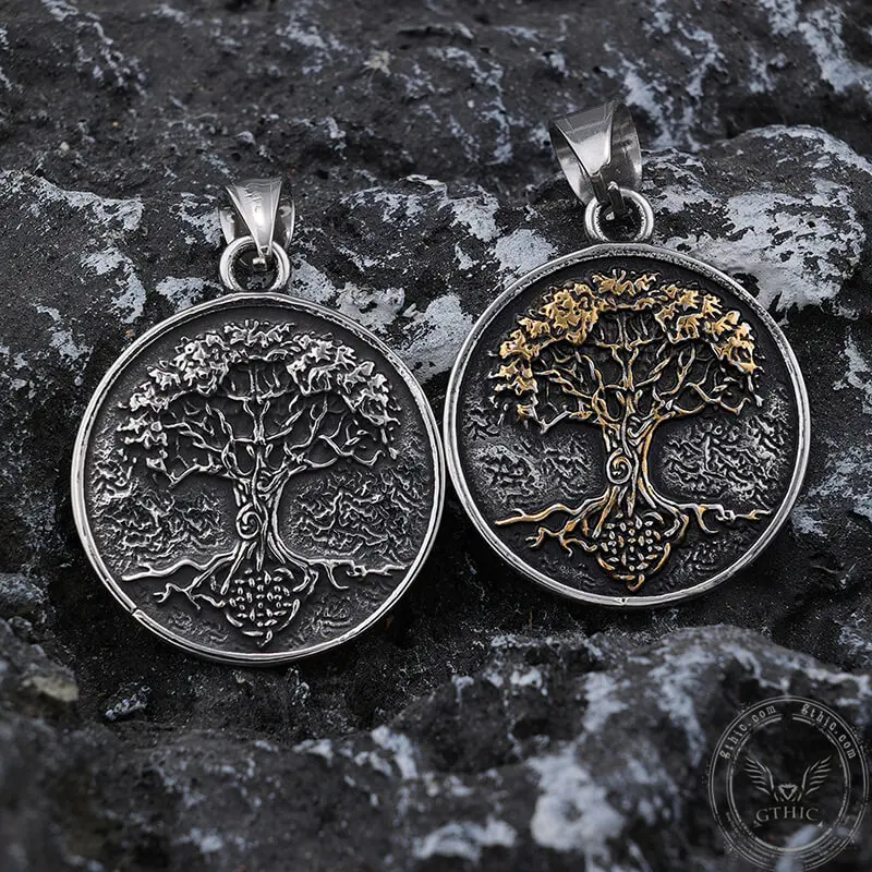 GTHIC Viking Yggdrasil Tree of Life Stainless Steel Pendant Fashion Accessories for Men and Women Daily Wear