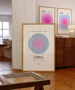 Libra Aura poster, astrology gift, preppy room decoration, current trend, flirty room decoration, printable wall art, Capricorn gift