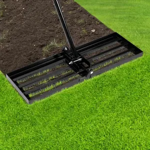 Lawn Leveling Rake 30x10, 25-72" Adjustable Long Handle Garden Rake with Anti Flipping Smooth Edge, Heavy Duty Folding Rakes for Lawns for Grass, Soil, Yard Surface Covering, Landscaping
