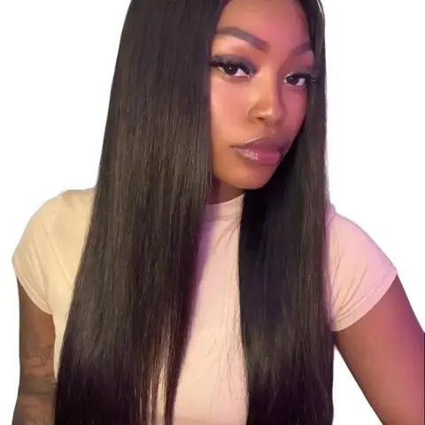 Arabella 13x4/5x6 Glueless Lace Front Human Hair Wig, Super Silky Straight, Natural Black, Pre-Styled (Plucked, Bleached, Cut), 100% Human Hair Lace Straight Wigs