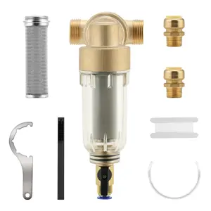 MEASUREMAN 360° Mountable Spin Down Sediment Water Filter, Pre-Filter for Whole House, Contains Two 3/4" Push-to-Connect Fittings, Rated at 50 Micron,with an Extra 100 Micron Filter Element