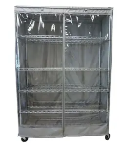 Storage Shelving Unit Cover, fits racks 48"W x 18"D x 72"H in Grey with see through PVC Panel portable shoe cabinet cover organizer  storage Repellent