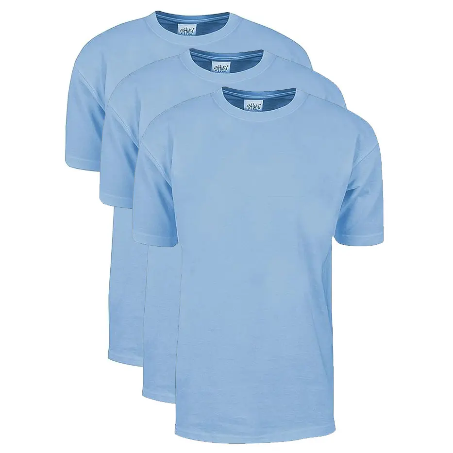 3 Pack Shaka Wear Men's Max Heavyweight Short Sleeve Crew Neck T-Shirt - Sky Blue - Small