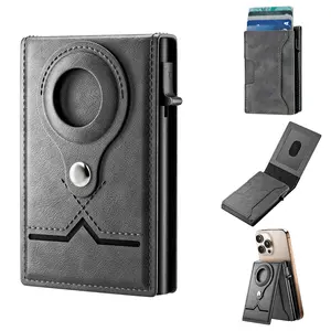 Men's Magnetic Card Holder Wallet and Stand, Pop-up Card Box, RFID Technology Men's Minimalist Wallet, Suitable for a Maximum Capacity of 8 Cards