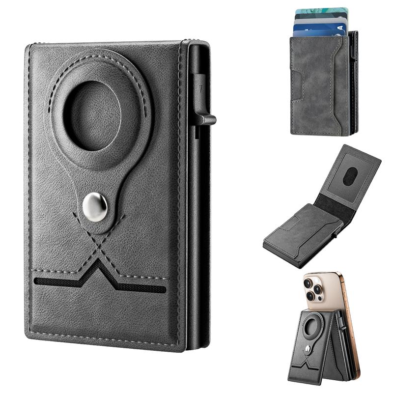 Men's Magnetic Card Holder Wallet and Stand, Pop-up Card Box, RFID Technology Men's Minimalist Wallet, Suitable for a Maximum Capacity of 8 Cards