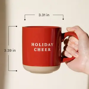 Ho Ho Ho Red Stoneware Coffee Mug - Holiday Coffee Mug - Santa Coffee Mug - Christmas Gift - Christmas Cup - Festive Christmas Coffee Mug