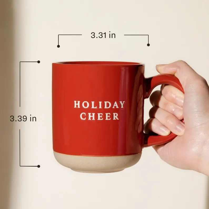 Ho Ho Ho Red Stoneware Coffee Mug - Holiday Coffee Mug - Santa Coffee Mug - Christmas Gift - Christmas Cup - Festive Christmas Coffee Mug