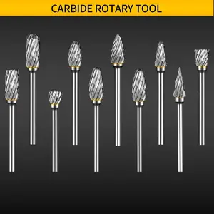 10Pcs Carbide Burr Set 1/8 Shank w/Clear Box Die Grinder Bits Rotary Tools Attachment Kit Rasp Accessories Metal Wood Stone Steel Grinding Deburring Cutting Porting Carving - Home Improvement.