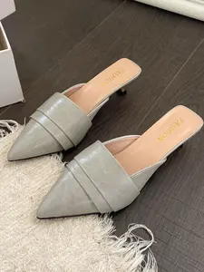 French High Heel Pointed Toe Slip-On Sandals for Women, Summer Outdoor Wear, New Fashion Cool Half Slippers Mules, Spring 2026