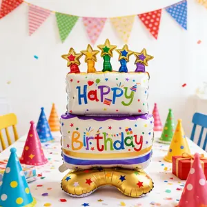 one-piece standing 26-inch birthday cake modeling balloon, birthday party atmosphere decoration, party event gift props, room indoor and outdoor decoration