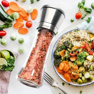 Stainless steel black pepper grinder Manual pepper grinder Household glass peppercorns crusher