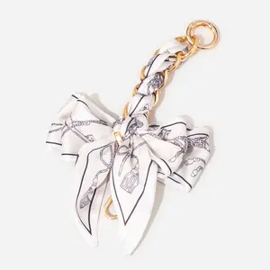 Bow Silk Scarf Bag Charms,Women's Knitted Bow Pendant