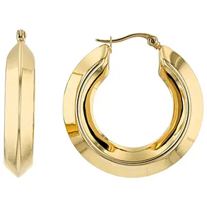 JTV 14K Yellow Gold Over Stainless Steel Polished Hoops