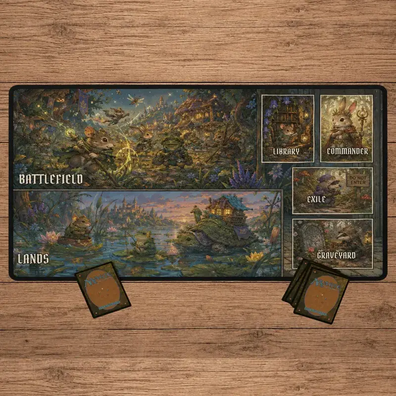 Bloombburroow Playmat With Zones, Blooombuurrow TCG Desk Mat Cute Mouse Mousepad, Fantasy Trading Cards Game – FASTSHIPPING