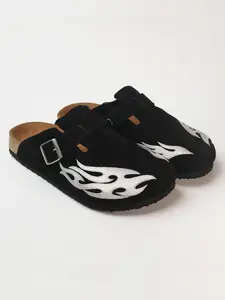 Men's Leather Mules One-Step Slippers, Comfortable Casual Footwear, Stylish and Durable, Perfect for Daily Wear, Flat Buckle Clogs