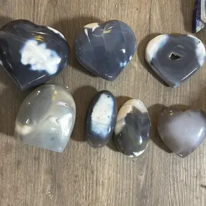 Orca Agate Hearts & Freeform for Emotional Stability Enhanced Intuition Protection from Negative Energy Earth Stone Natural Crystals for Decor Crystal Home Decorative energy healing