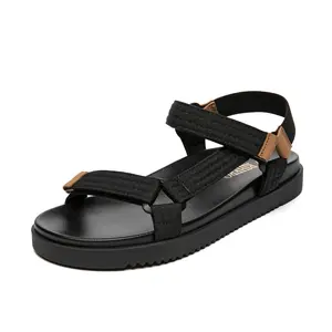 Women's Flat Sandals Comfortable Open Toe Adjustable Strap Walking Footbed Sandals Girl Black Summer Footwear Shoe Tactical Parent Ballroom Nude Pu