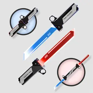 Double-Bladed Lightsaber Extendable Light-Up Sword Toy LED Flashing Stress Relief Toy for Boys Kids Interactive Cosplay