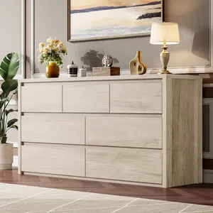 7-Drawer Dresser for Bedroom,Wide Wood Chest with Handle-Free Design,Modern Storage Cabinet for Living Room or Entryway