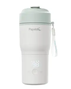 Papablic Portable Bottle Warmer, 85W Fast Baby Bottle Warmer for Travel & Home, Heats Breastmilk & Formula & Water, 4 Temperature Settings, Wide Mouth, Fits Car Cup Holder, RechaSeasalt Blue