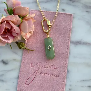 Aventurine Lock Necklace Gold Filled Amulet