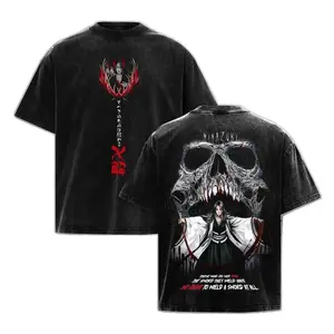 Bleach Unohana Bankai Minazuki Vintage Unisex Oversize Anime Manga Acid Washed Heavyweight Cotton Graphic Tee T-Shirt for Anime Lovers, Soft Crewneck Menswear Boys Merch Apparel