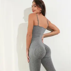 Womens Sexy Unitard One Piece Jumpsuit Spaghetti Strap Tummy Control Rompers Sleeveless Bodysuits Outfits Basic Comfy Fabric Womenswear Adjustable Breathable Comfortable Gym Hip Overalls