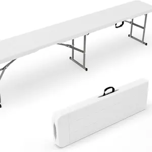 【Summervibes】Ubesgoo 6ft Plastic Folding Bench  Portable Outdoor Bench in Garden Picnic Camping Dining Party Seat, Waterproof Bench for Soccer Activities, Firm and Durable
