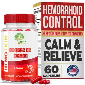 SPF Natural Products HEMOKIN with Sangre de Drago Hemorrhoid & Fissure Relief Supplement 60 Capsules for Pain Itching Swelling Relief Made in USA - Gut Health