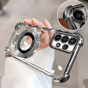 Suitable for [Galaxy A32] high-end phone case🥰, Electroplated Luxury Clear Phone Case with Ring Stand Holder 4-Corner Shockproof Camera Protective Cover 952