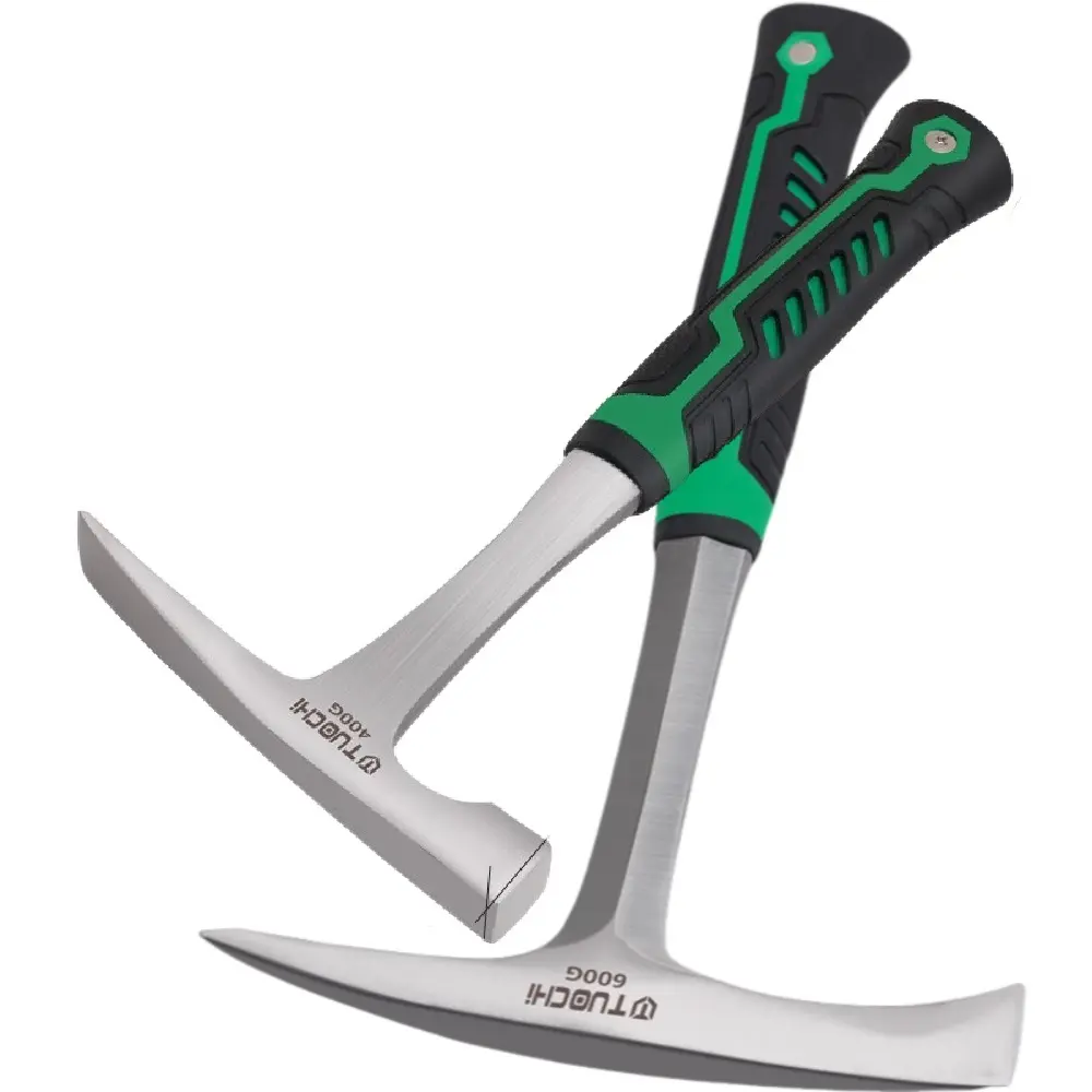 Forged Steel Rock Pick Hammer, 28oz Slag Removal Tool with Forged Steel Construction, Shock Reduction Handle, and Pointed Tip for Forged Brick and Masonry, Father's Day gifts