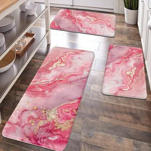 [Popular Choice]1pc, home decoration, bathroom decoration, bathroom mat, bathroom mat, kitchen mat, pink marble pattern mat, simple and luxurious theme mat, soft and comfortable, and can relieve fatigue.
