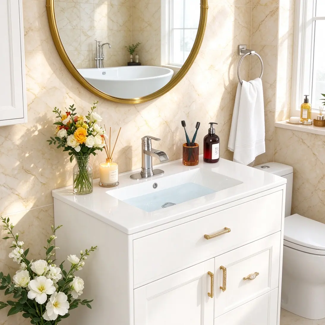 Sarlai Classic White Ceramic Bathroom Sink Unit - 24/30/36x18in (36"x18") Rectangle Drop-In Top-Mount Vanity Vessel Basin, 1-Hole, Overflow Holes, Easy to Clean and Maintain, Quick Drainage, Durable Home Improvement Fixture