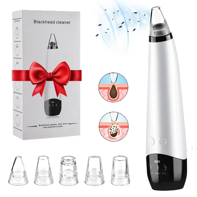 Electric Blackhead Cleaner Pore Vacuum for Face & Nose, Blackhead Remover Vacuum, Facial Pore Cleaner with 3 Adjustable Suction Levels, Deep Cleansing Blackhead Machine with 6 Replaceable Tips, USB Rechargeable Blackhead Vacuum Kit for Women & Men Gifts