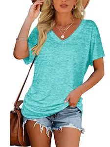 Women's Short Sleeve V-Neck Dolman Top with Side Shirring, Loose Fit Design for Comfortable Wear, Perfect for Casual Summer