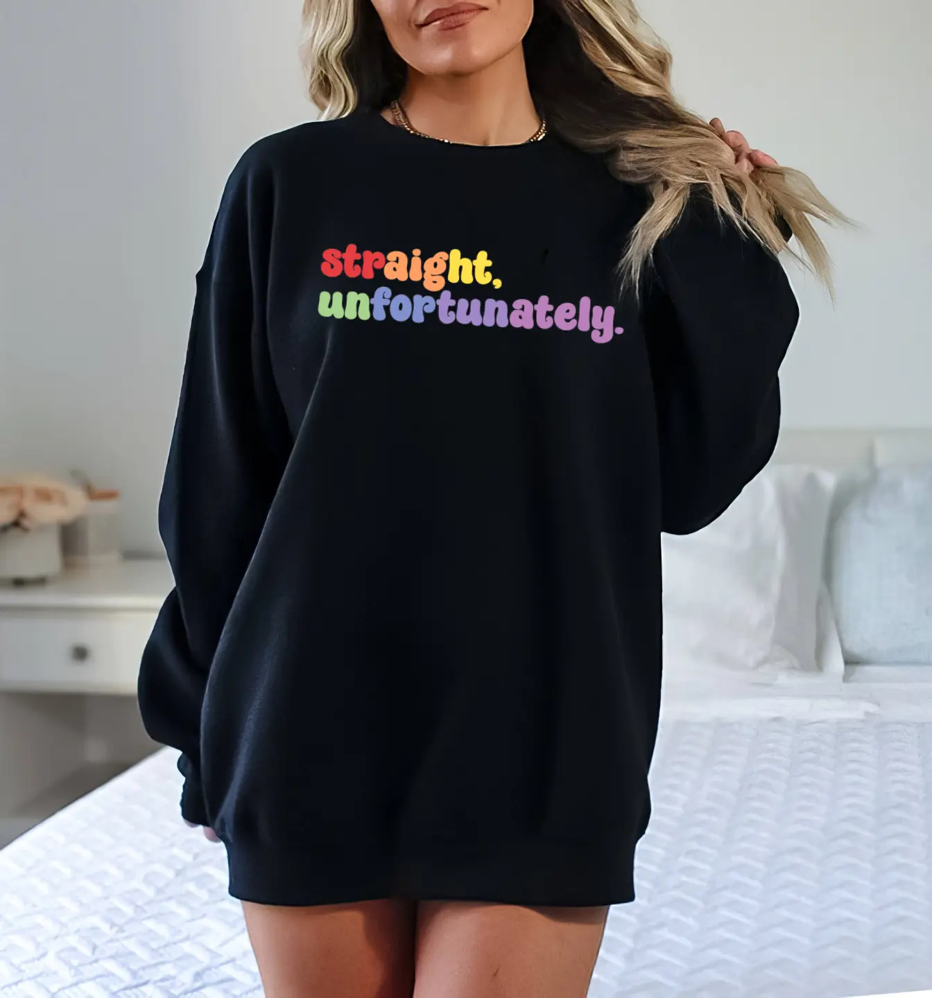 Groovy Retro Straight Unfortunately LGBTQ Pride Gay Lesbian Rainbow Sweater, Straight Unfortunately LGBTQ Pride Gay Lesbian Rainbow Sweatshirt