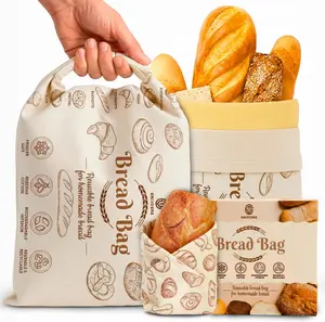 2 Extra Large Size Beeswax Bread Bag + 1 Beeswax Wrap | Reusable | Bread Bags for Homemade Bread, Sourdough Bread Bag, Vegetables, Fruits to Keep Freshness, Moisture, Food Storage 17x13"