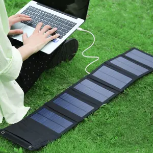 Portable Solar Charger, Dual USB-C Ports, Folding Design, Camping & RV Accessories, Outdoor Power Bank for Phones & Tablets