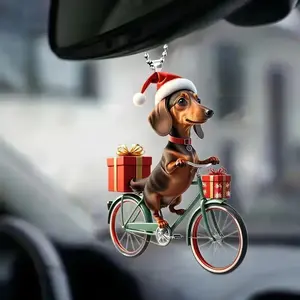 2D Bicycle Dog Acrylic Material Flat Car Pendant Backpack Accessories Bag Decoration Stylish Backpack Charm