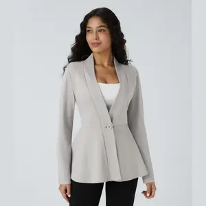 Halara V Neck Single Front Work Peplum Jacket