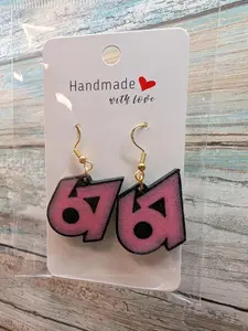 Handmade 67 Earrings Pink Gradiant 3D Printed Statement Jewelry Trendy Accessories Unique Finds