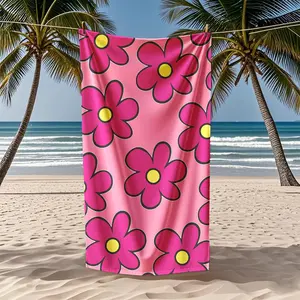 Flower Beach Towel, Superfine Fiber Material, Soft Comfortable, Highly Absorbent, Quick Dry, Suitable for All Ages, Bathroom Pool Beach Travel Gift