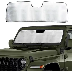 Windshield Sun Shade for 2024 Jeep Wrangler JL JLU, Front Window Sun Sunshade Windshield for 2024 Jeep Wrangler 4XE, Front Window Sun Visor Blocks for UV and Heat, Silver, 1pc