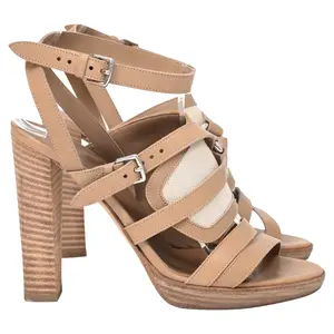 Pre-owned Hermes Hermès Buckle Detail Sandals in Beige Leather by Rebag