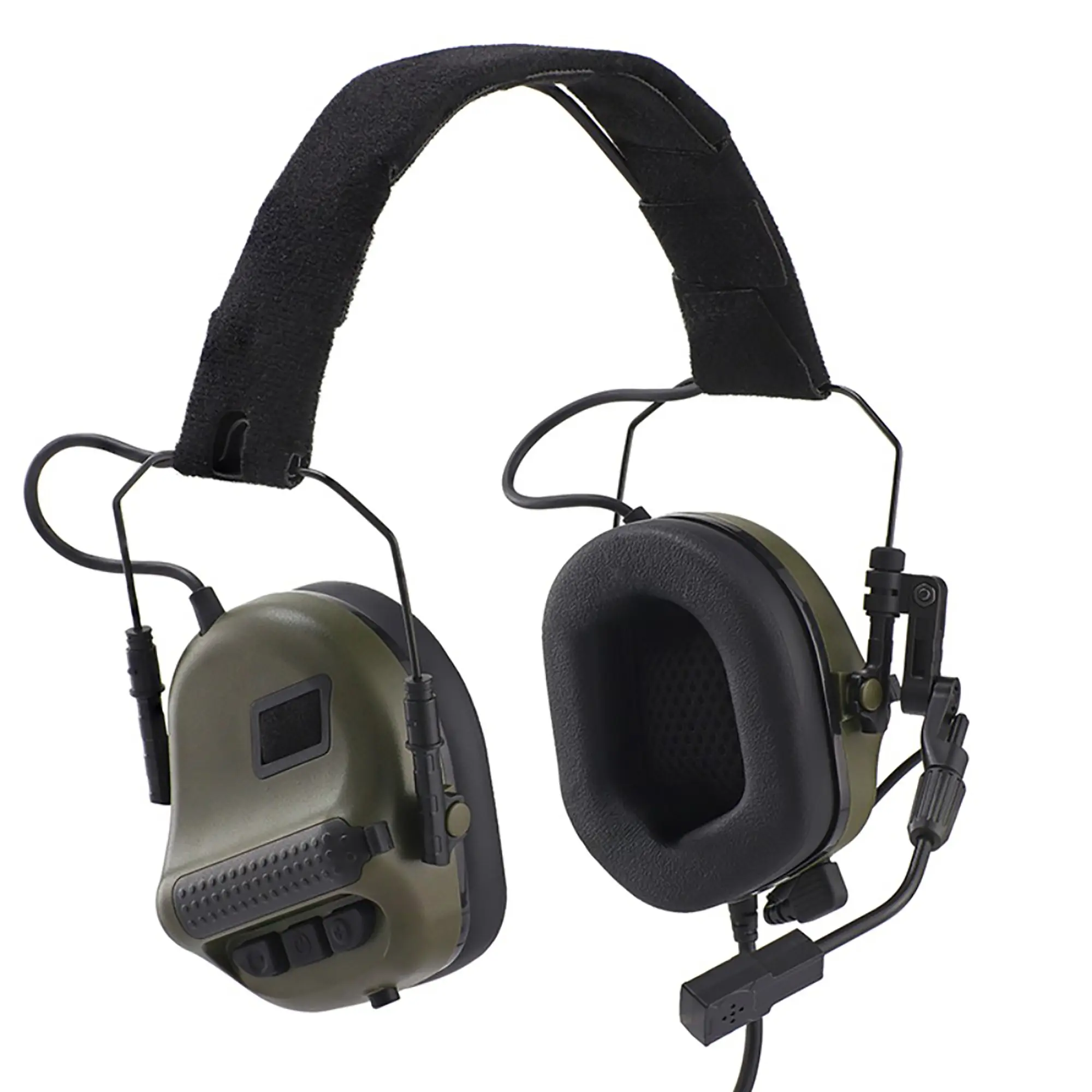 CQB Style Tactical Electronic Headset with Noise Cancellation, Lightweight 430g ABS Construction, 52-64cm Adjustable Headband & Boom Mic